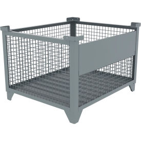 Bulk Wire Mesh Container w/ Drop Gate, 43-1/2"L x 36-1/2"W x 29-1/2"H, Gray view 2