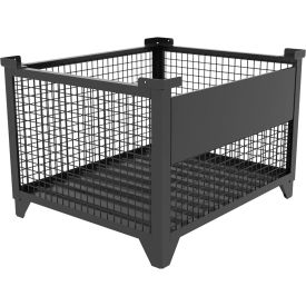 Bulk Wire Mesh Container w/ Drop Gate, 43-1/2"L x 36-1/2"W x 29-1/2"H, Black view 2