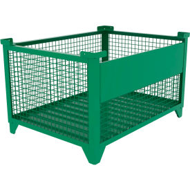 Bulk Wire Mesh Container w/ Drop Gate, 49-1/2"L x 36-1/2"W x 29-1/2"H, Green view 2