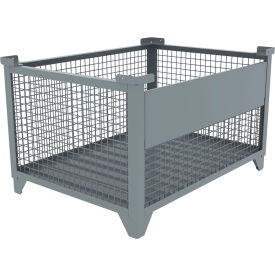 Bulk Wire Mesh Container w/ Drop Gate, 49-1/2"L x 36-1/2"W x 29-1/2"H, Gray view 2