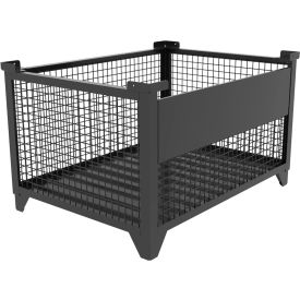 Bulk Wire Mesh Container w/ Drop Gate, 49-1/2"L x 36-1/2"W x 29-1/2"H, Black view 2
