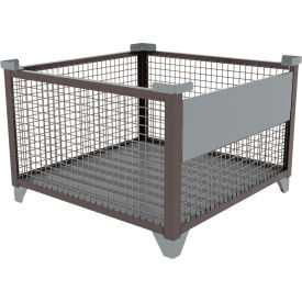 Bulk Wire Mesh Container w/Drop Gate, 43-1/2"L x 43-1/2"W x 29-1/2"H, Silver view 2