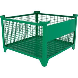 Bulk Wire Mesh Container w/ Drop Gate, 43-1/2"L x 43-1/2"W x 29-1/2"H, Green view 2