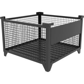 Bulk Wire Mesh Container w/ Drop Gate, 43-1/2"L x 43-1/2"W x 29-1/2"H, Black view 2