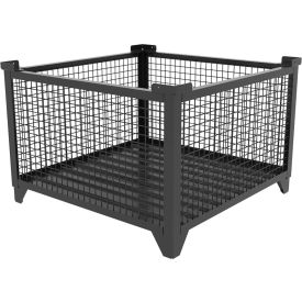 Bulk Wire Mesh Container, 43-1/2"L x 43-1/2"W x 29-1/2"H, Black view 2