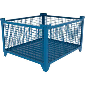 Bulk Wire Mesh Container, 49-1/2"L x 43-1/2"W x 29-1/2"H, Blue view 2