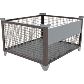 Bulk Wire Mesh Container w/Drop Gate, 49-1/2"L x 43-1/2"W x 29-1/2"H, Silver view 2