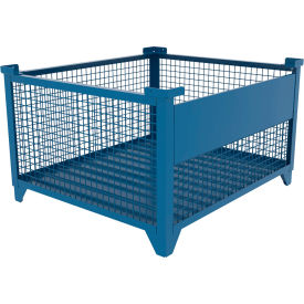 Bulk Wire Mesh Container w/ Drop Gate, 49-1/2"L x 43-1/2"W x 29-1/2"H, Blue view 2
