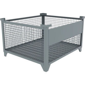 Bulk Wire Mesh Container w/ Drop Gate, 49-1/2"L x 43-1/2"W x 29-1/2"H, Gray view 2