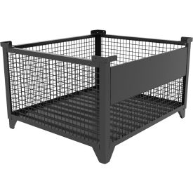 Bulk Wire Mesh Container w/ Drop Gate, 49-1/2"L x 43-1/2"W x 29-1/2"H, Black view 2