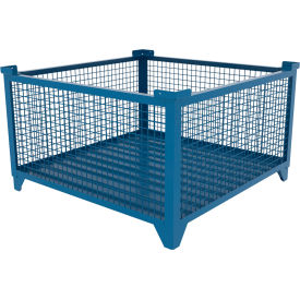 Bulk Wire Mesh Container, 49-1/2"L x 49-1/2"W x 29-1/2"H, Blue view 2