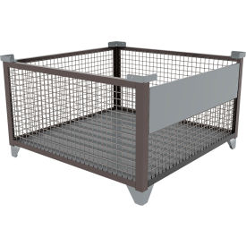 Bulk Wire Mesh Container w/Drop Gate, 49-1/2"L x 49-1/2"W x 29-1/2"H, Silver view 2