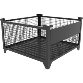 Bulk Wire Mesh Container w/ Drop Gate, 49-1/2"L x 49-1/2"W x 29-1/2"H, Black view 2