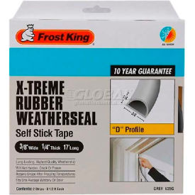 Thermwell Products Co., Inc. V25GA Frost King X-Treme Rubber Weatherstrip Tape, 3/8" W X1/4" D X17 L, Gray image.