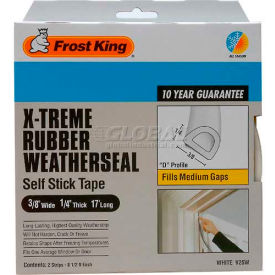 Thermwell Products Co., Inc. V25WA Frost King X-Treme Rubber Weatherstrip Tape, 3/8" W X 1/4" D X 17 L, White image.