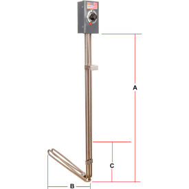 Tempco Electric Heater Corp. TAT30001 Tempco Immersion Tank Heater TAT30001, 4000W 240V 304 Stainless Steel image.
