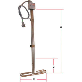 Tempco Electric Heater Corp. TAT40017 Tempco Immersion Tank Heater TAT40017, 6000W 240V 316 Stainless - 6 Foot Cord  image.