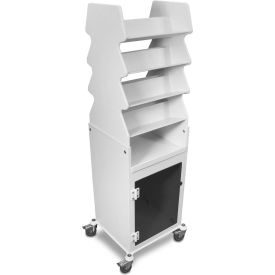 TrippNT 53111 TrippNT™ White Tall Slanted Suture Cart with Bulk Storage Area, Smoke Acrylic Door image.