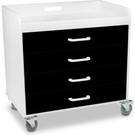 TrippNT 51362 TrippNT™ Extra Wide Compact 4 Drawer Locking Cart, Black, 27"W x 19"D x 27"H image.
