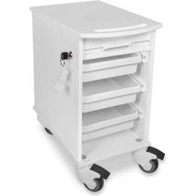 Narrow Locking Cart 3 White Shelves, 19-1/4"L x 11-7/8"W x 23-1/8"H view 2