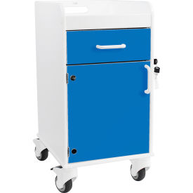 TrippNT 53401 TrippNT™ Compact Bedside Cart, 1 Locking Drawer, White with Global Blue image.