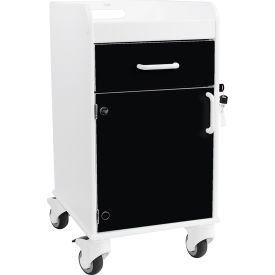 TrippNT 53407 TrippNT™ Compact Bedside Cart, 1 Locking Drawer, White with Black image.