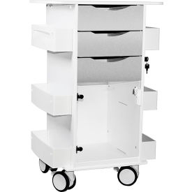 Core DX Cart with 3 Metallic Silver Drawers & Hinged Door, 22-7/8"Lx19-5/8"Wx35-5/8"H view 2