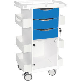 TrippNT 53534 TrippNT™ Core DX Cart with Hinged Door & Railed Top, White with Global Blue image.