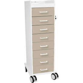 TrippNT® TL 8D Cart with 8 Almond Beige Drawers 20"L x 16-7/8"W x 46-3/4"H 