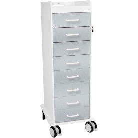 TrippNT® TL 8D Cart with 8 Silver Metallic Drawers 20"L x 16-7/8"W x 46-3/4"H 