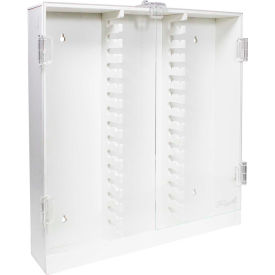 TrippNT 50004 TrippNT™ White PVC Lockable 30 Column HPLC Storage Cabinet with Clear Doors, 16"W x 3"D x 17"H image.