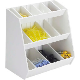 TrippNT 50018 TrippNT™ White PVC Storage Bin with 16 Adjustable Compartments, 12"W x 7"D x 12"H image.