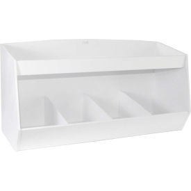TrippNT 50065 TrippNT™ White PVC Storage Bin with 4 Compartments and 1 Shelf, 24"W x 10"D x 13"H image.
