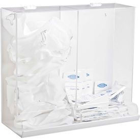 TrippNT 50101 TrippNT™ White PVC and Clear Acrylic 2-in-1 Large Apparel Dispenser, 20"W x 9"D x 19"H image.