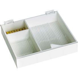 TrippNT 50145 TrippNT™ White PVC 6" & 9" Pipette Box with Clear Lid, 12"W x 11"D x 3"H image.