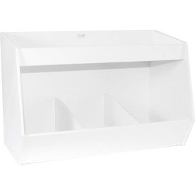 TrippNT 50486 TrippNT™ Lab Storage Bin Station with 3 Fixed Compartments and 1 Shelf, 17"W x 9"D x 11"H image.