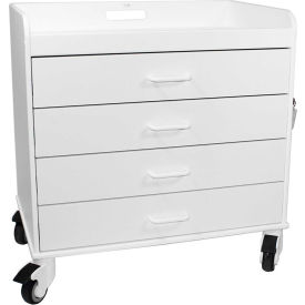 TrippNT 51041 TrippNT™ Extra Wide Compact 4 Drawer Locking Cart, White, 27"W x 19"D x 27"H image.