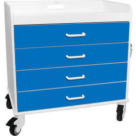 TrippNT 51131 TrippNT™ Extra Wide Compact 4 Drawer Locking Cart, Global Blue, 27"W x 19"D x 27"H image.
