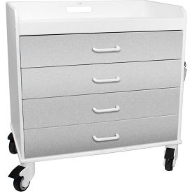 TrippNT 51139 TrippNT™ Extra Wide Compact 4 Drawer Locking Cart, Silver Metallic, 27"W x 19"D x 27"H image.