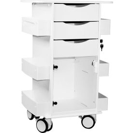 TrippNT 53517 TrippNT™ White Deluxe Medical Cart with Clear Swinging Hinged Door, 23"W x 19"D x 35"H image.