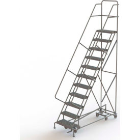 Tri Arc Mfg KDAD111242 11 Step Steel Easy Turn Rolling Ladder, Serrated Tread, Safety Angle - KDAD111242 image.