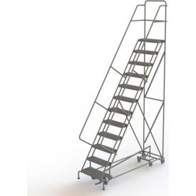 Tri Arc Mfg KDAD112242 12 Step Steel Easy Turn Rolling Ladder, Serrated Tread, Safety Angle - KDAD112242 image.