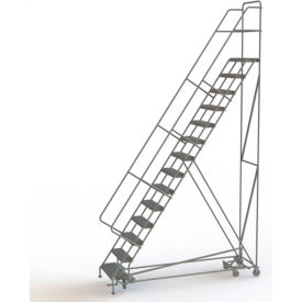 Tri Arc Mfg KDAD114242 14 Step Steel Easy Turn Rolling Ladder, Serrated Tread, Safety Angle - KDAD114242 image.