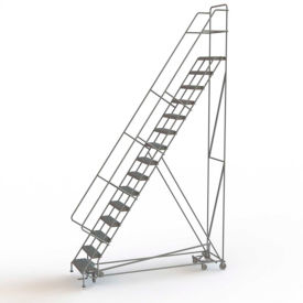 15 Step Steel Easy Turn Rolling Ladder Serrated Tread Safety Angle - KDAD115242