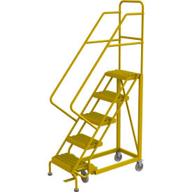 5 Step 16""W Steel Safety Angle Rolling Ladder Grip Strut Safety Yellow - KDEC105162-Y