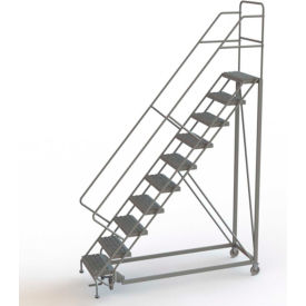 10 Step 24""W Steel Safety Angle Rolling Ladder Grip Strut Gray - KDEC110242