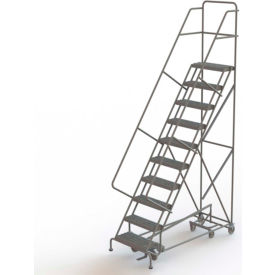 Tri Arc Mfg KDED110242 10 Step Steel Easy Turn Rolling Ladder, Serrated Tread, Standard Angle - KDED110242 image.