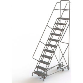 Tri Arc Mfg KDED111242 11 Step Steel Easy Turn Rolling Ladder, Serrated Tread, Standard Angle - KDED111242 image.