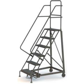 Tri Arc Mfg KDHD106246 6 Step Perforated Strut 600 Lb. Cap. Heavy Duty Steel Rolling Ladder - KDHD106246 image.