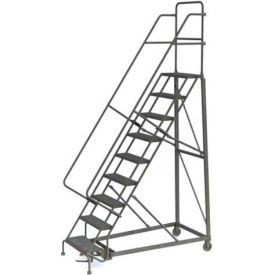 Tri Arc Mfg KDHD109246 9 Step Perforated Strut 600 Lb. Cap. Heavy Duty Steel Rolling Ladder - KDHD109246 image.